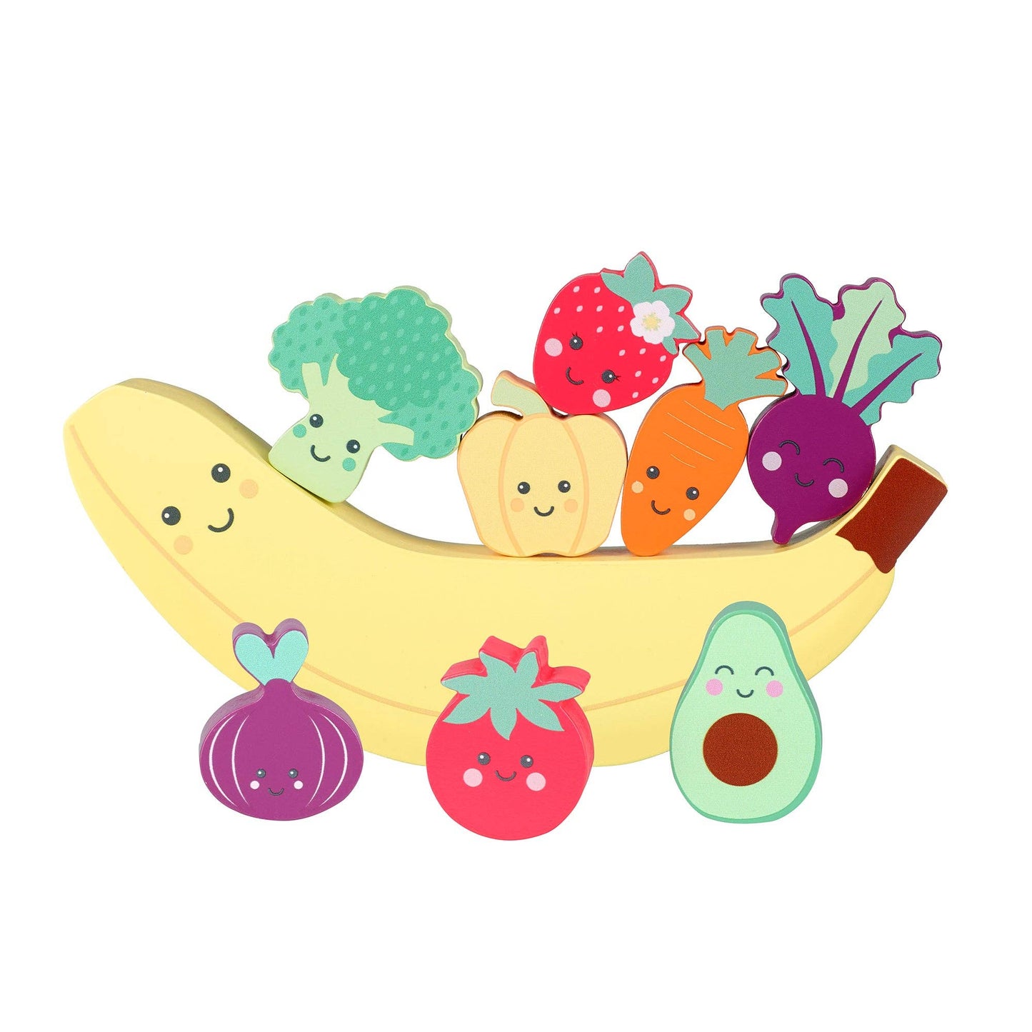 Happy Wooden Veggies & Friends Balancing Game