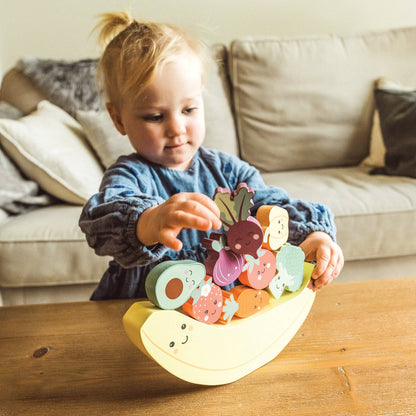 Happy Wooden Veggies & Friends Balancing Game