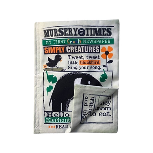 Nursery Times Crinkly Newspaper - Simply Creatures - Jo & Nic's Crinkly Cloth Books - The Forgotten Toy Shop