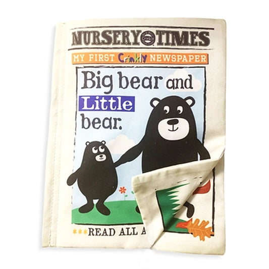 Nursery Times Crinkly Newspaper - Big Bear, Little Bear - Jo & Nic's Crinkly Cloth Books - The Forgotten Toy Shop