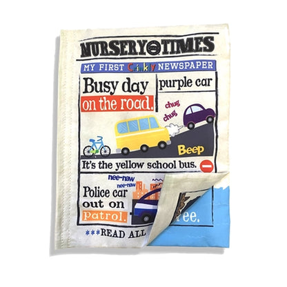 Nursery Times Crinkly Newspaper - Busy day on the Road - Jo & Nic's Crinkly Cloth Books - The Forgotten Toy Shop