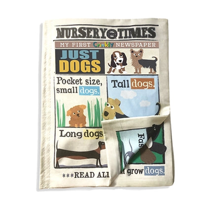 Nursery Times Crinkly Newspaper - Just Dogs - Jo & Nic's Crinkly Cloth Books - The Forgotten Toy Shop