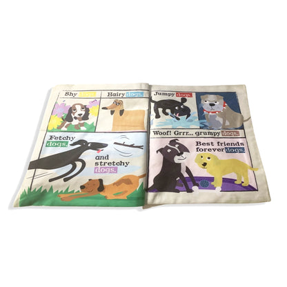 Nursery Times Crinkly Newspaper - Just Dogs - Jo & Nic's Crinkly Cloth Books - The Forgotten Toy Shop