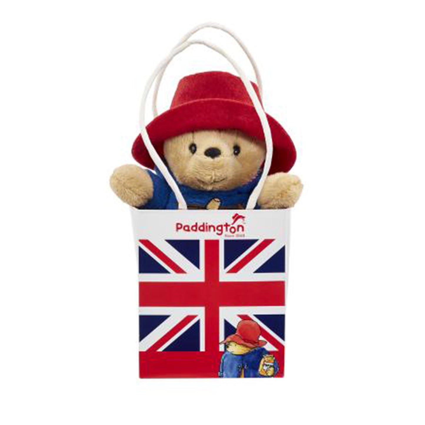 Classic Paddington Bear Bean Toy in Union Jack Bag