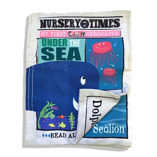 Nursery Times Crinkly Newspaper - Under the Sea - Jo & Nic's Crinkly Cloth Books - The Forgotten Toy Shop